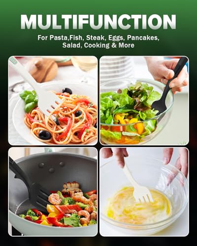 DaiRen Kitchen Silicone Flexible Cooking Fork, 11.6 Inch Heat Resistant, Large Non Stick for Mixing, Mashing, Whisking (BW) - Image 5