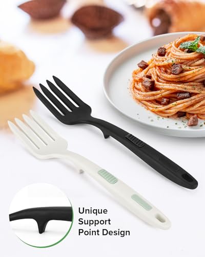 DaiRen Kitchen Silicone Flexible Cooking Fork, 11.6 Inch Heat Resistant, Large Non Stick for Mixing, Mashing, Whisking (BW) - Image 4
