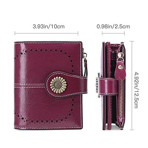 SENDEFN Small Womens Wallet Leather Bifold Card Holder RFID Blocking with Zipper Coin Pocket - Image 3