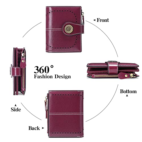 SENDEFN Small Womens Wallet Leather Bifold Card Holder RFID Blocking with Zipper Coin Pocket - Image 4