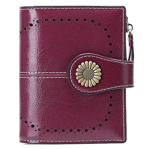SENDEFN Small Womens Wallet Leather Bifold Card Holder RFID Blocking with Zipper Coin Pocket - Image 1
