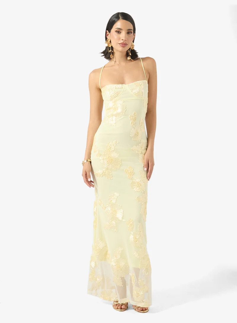 Ginger Boutique Sweetheart Neckline Burnout Floral Detail Dress