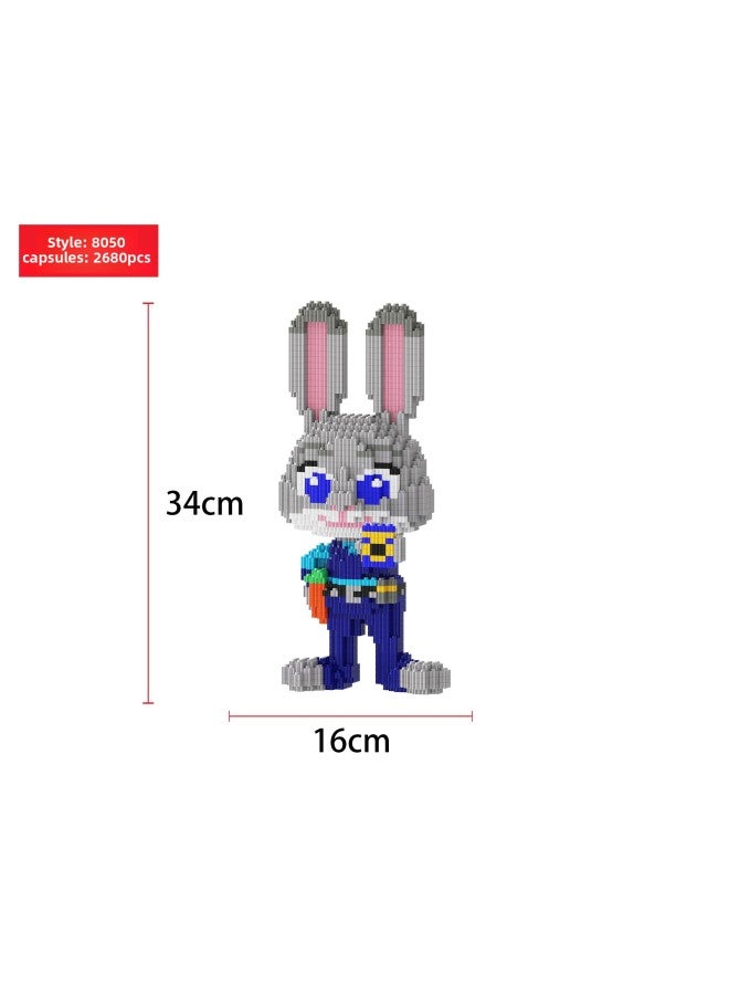 Yangpin Large Compatible Lego Series Small Particle Building Blocks Adult High Difficulty Puzzle Assembled Toys Wholesale-Color:50 Gray Rabbits - Image 1