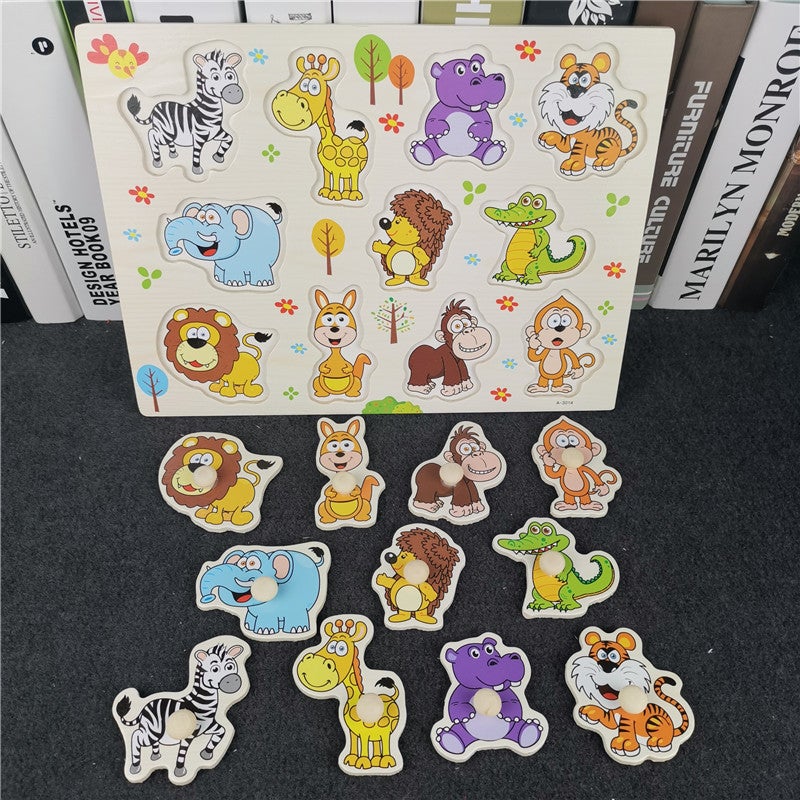 Early Education Jigsaw Puzzle Children'S Educational Toys Infant Jigsaw Puzzle Nail Panel 1-4 Years Old Cognitive Matching Hand Grab Board - Image 1