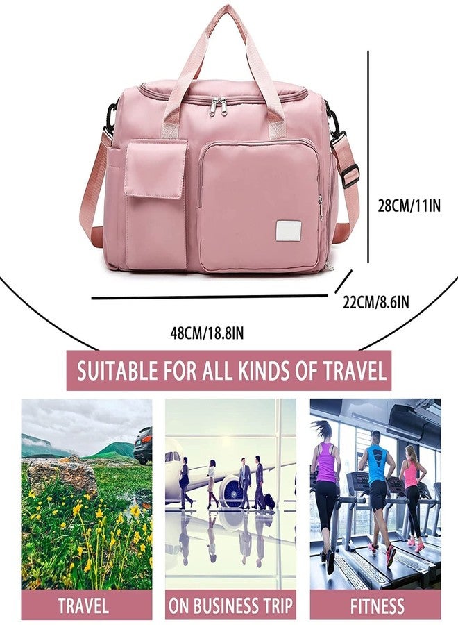 Florisca™ Large Capacity Folding Travel Bag, Gym Bag for Women, Travel Lightweight Waterproof Carry on Luggage Bags with Fixed Strap, Weekender Bag with Shoe Compartment & Wet Pocket - Image 5