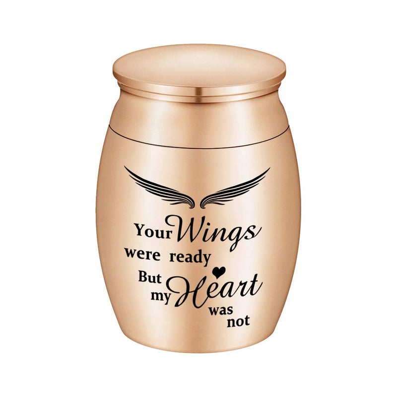 Small Keepsake Urns for Human Ashes 157 Inch Mini Cremation Urns for Ashes Stainless Steel Memorial Ashes HolderYour Wings were Ready But My Heart was Not