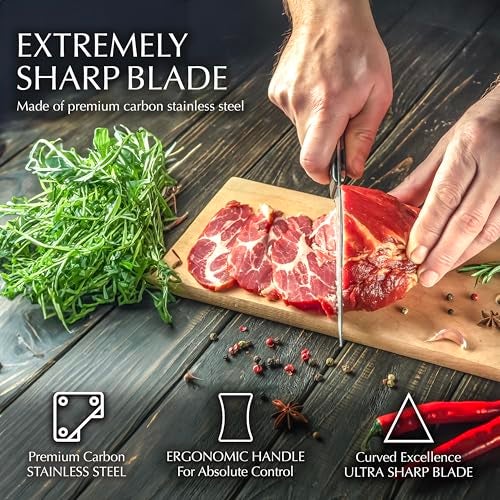Moss & Stone 14 Pcs Knife Block Set Stainless Steel, Premium Forged Kitchen Knives Set with High-Carbon Blades, Ergonomic Handle, Sharp Blade, Rust Resistant, Modern Style for Home & Chef, Black - Image 5
