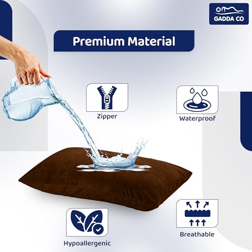 GADDA CO Waterproof Pillow Protector Pack of 4, Pillow Protector Cover with Zipper Closure, Ultra Soft Terry Cotton Feel, Dustproof & Breathable, Pillow Covers - Standard Size 18 x 28 Inches, Coffee - Image 2