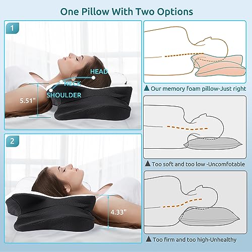 DONAMA Cervical Pillow for Neck and Shoulder,Contour Memory Foam Pillow,Ergonomic Neck Support Pillow for Side Back Stomach Sleepers with Pillowcase-King Size - Image 5