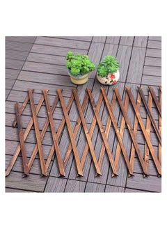LINGWEI Wooden Expandable Garden Portable Wood Wicker Bamboo Picket Fence Hanging Plant Trellis Frame Support For Climbing Vines Flowers Wall Decor Screen Corrosion Resistant (75cm Brown)  - Image 1