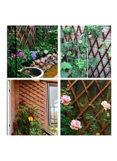 LINGWEI Wooden Expandable Garden Portable Wood Wicker Bamboo Picket Fence Hanging Plant Trellis Frame Support For Climbing Vines Flowers Wall Decor Screen Corrosion Resistant (75cm Brown)  - Image 3