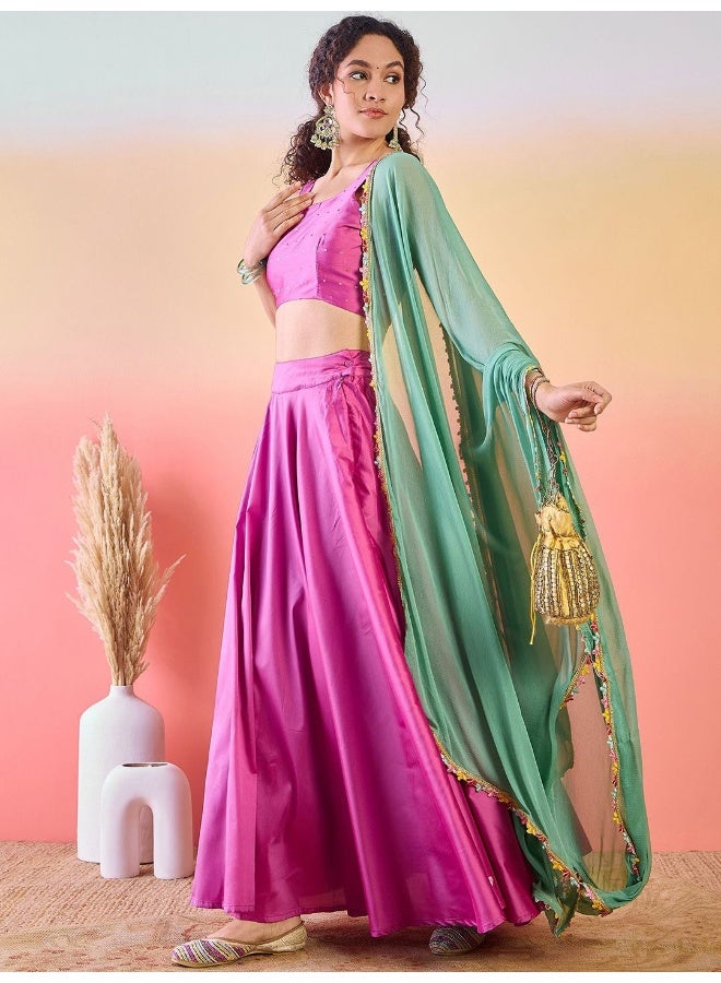 AKS Sequinned Detailed Ready to Wear Lehenga & Blouse With Dupatta - Image 4