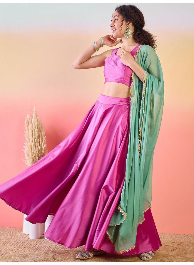 AKS Sequinned Detailed Ready to Wear Lehenga & Blouse With Dupatta - Image 5