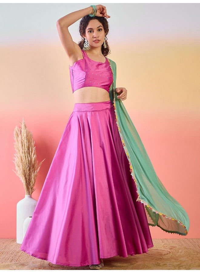 AKS Sequinned Detailed Ready to Wear Lehenga & Blouse With Dupatta - Image 2