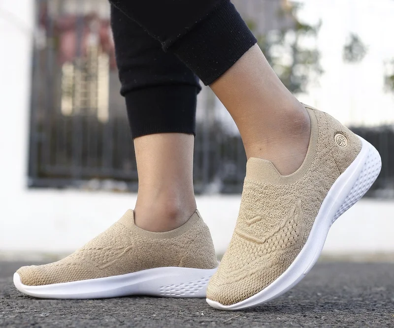 Bacca Bucci Beige WALKER Slip-On Walking Breathable Mesh Sports Shoes for Women | Best Price UAE