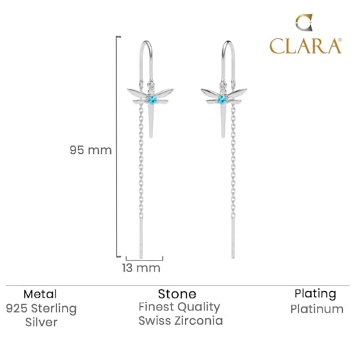 CLARA 925 Sterling Silver Zita Sui Dhaga Threader Earrings | Platinum Plated Long Chain|Gift for Women and Girls - Image 3