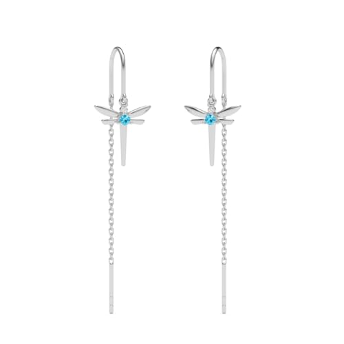 CLARA 925 Sterling Silver Zita Sui Dhaga Threader Earrings | Platinum Plated Long Chain|Gift for Women and Girls - Image 1