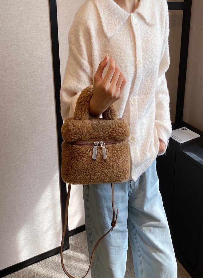 Extolove Fluffy Purse, Furry Purse Faux Fur Bag Cute Lambswool Fuzzy Crossbody Bag for Women (Brown) - Image 2