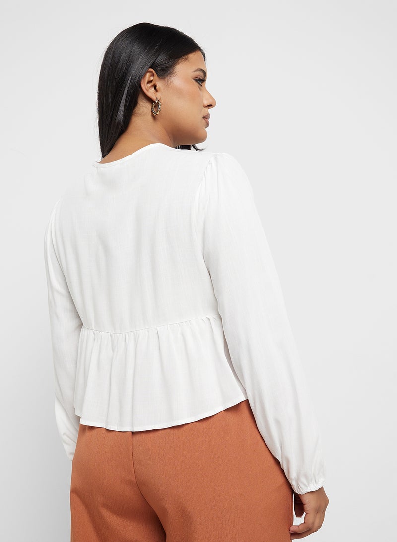 Ginger Plus Bow Tie Up Peplum Blouse  - Image 2