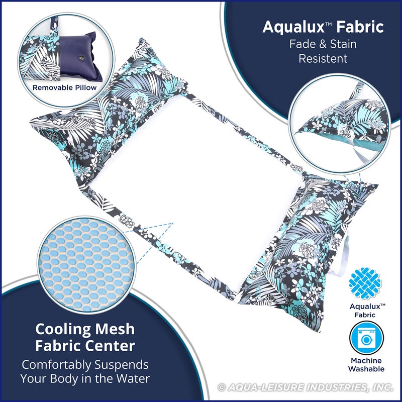 Aqua Leisure Aqua 4-in-1 Deluxe Monterey – Resort-Quality Pool Float & Water Hammock – Inflatable Pool Floats for Adults – Thick, Durable Fabric Material – Antigua Blue - Image 3