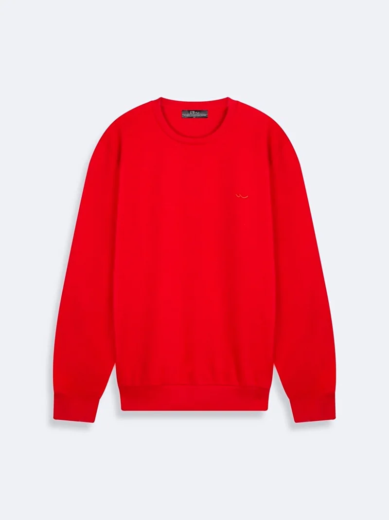 Men's Crew Neck Long Sleeve Red Sweatshirt