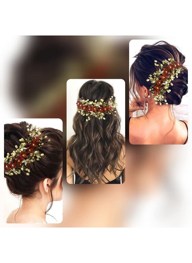 Hair Flare Hair Flare Floral Hair Vein for Women, Artificial Flower Hair Accessories, Hair Pin for Girls - Maroon, 2205  - Image 4