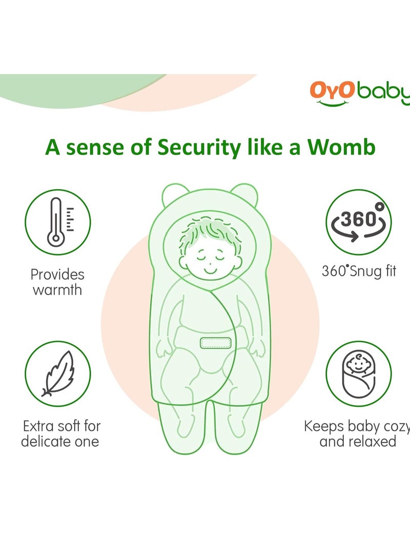 OYO BABY Newborn Hooded Baby Blanket with Embroidery – Wearable Wrapper Sleeping Bag (0-6 Months, Dark Blue, I Love MOM) - Image 4