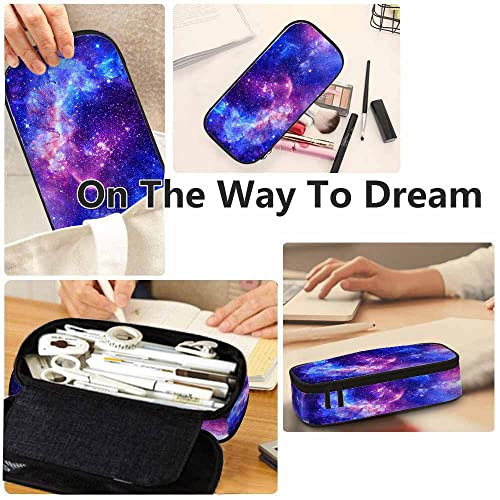 Yekiua Milky Way Pencil Case Stunning Space Galaxy Gas Nebula Glowing Stars Big Capacity Pencil Pouch Office College Makeup Bag Colorful - Image 5