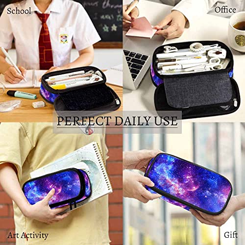 Yekiua Milky Way Pencil Case Stunning Space Galaxy Gas Nebula Glowing Stars Big Capacity Pencil Pouch Office College Makeup Bag Colorful - Image 4