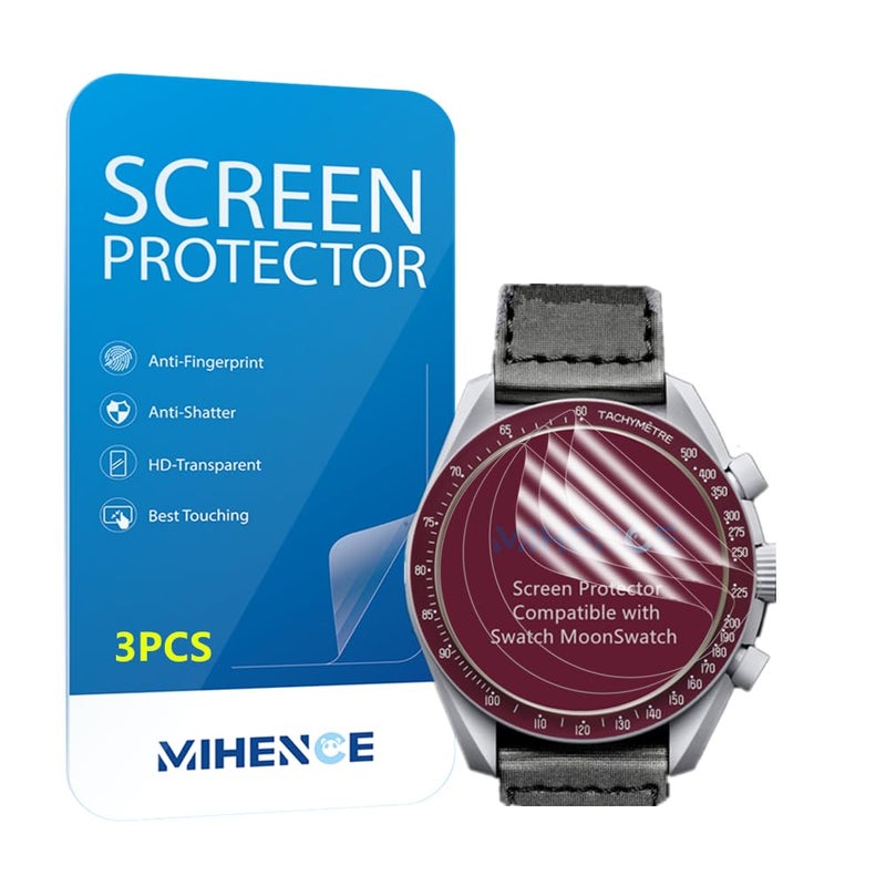 MIHENCE Compatible for Swatch MoonSwatch Screen Protector, HD Full Coverage Invisible TPU Screen Protector Compatible for Swatch Speedmaster Moonswatch (3PCS) - Image 5