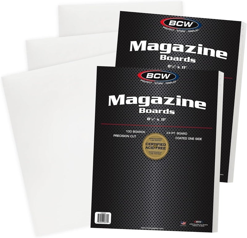 BCW Magazine Backing Boards 8.5" x 11" – 200 Pack | 24pt Acid-Free Boards for Comics, Fabric Storage, Crafts & Collectibles | Precision Cut for Archival Protection - Image 1