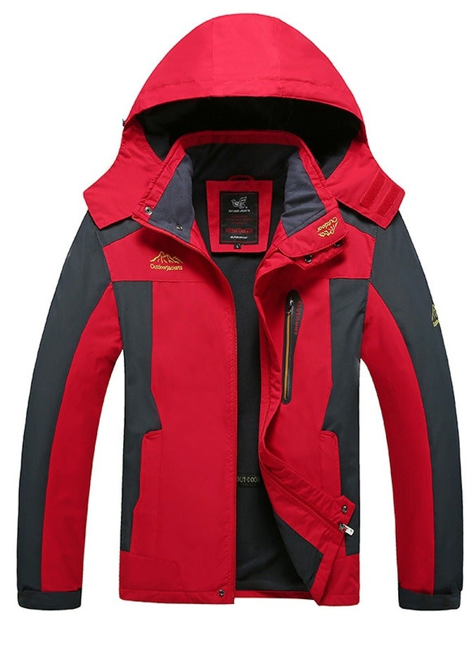 Loquat Men's Lightweight Coat Windbreaker Rain Jacket with Hood Red 