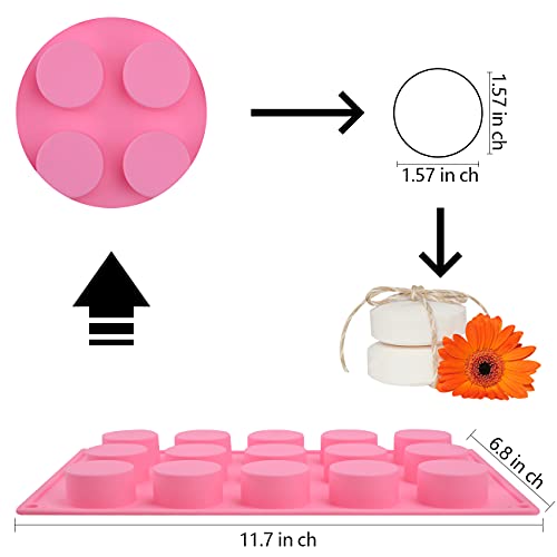 Sakolla 2 Pack Cylinder Silicone Soap Molds, 15 Cavity Mini Round Silicone Molds for Handmade Soap, Lotion Bars, Bath Bombs, Chocolate, Cake - Image 2