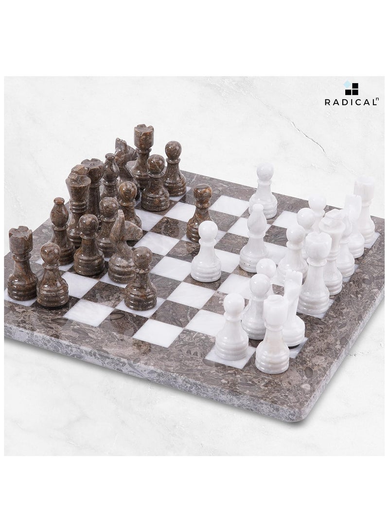 RADICALn RADICALn Handmade Marble Grey Oceanic and White Marble Full Chess Game Original Marble Chess Set  - Image 2