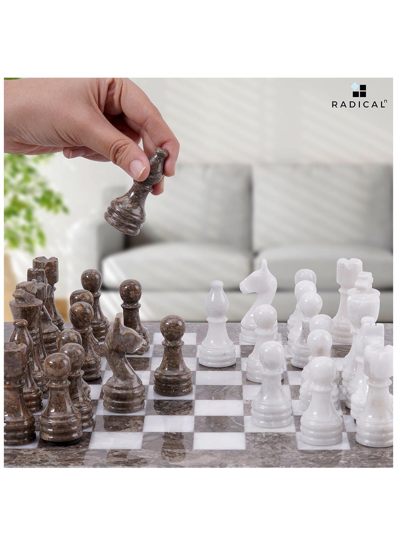 RADICALn RADICALn Handmade Marble Grey Oceanic and White Marble Full Chess Game Original Marble Chess Set  - Image 3