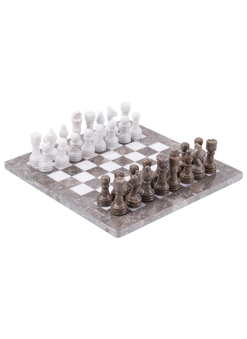 RADICALn RADICALn Handmade Marble Grey Oceanic and White Marble Full Chess Game Original Marble Chess Set  - Image 1