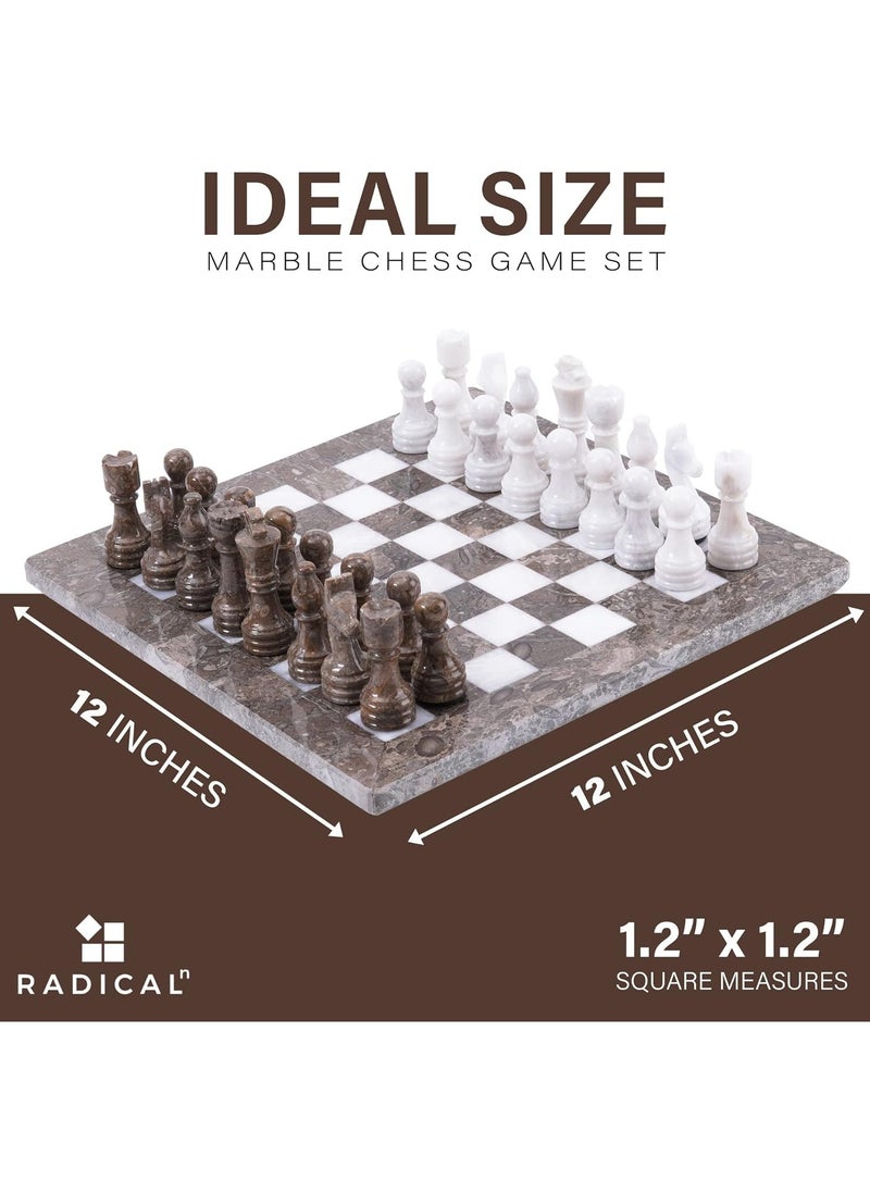 RADICALn RADICALn Handmade Marble Grey Oceanic and White Marble Full Chess Game Original Marble Chess Set  - Image 4