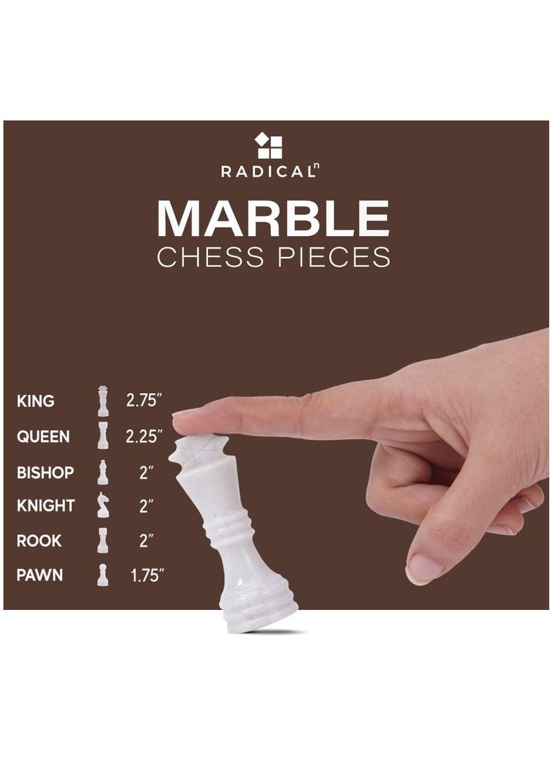 RADICALn RADICALn Handmade Marble Grey Oceanic and White Marble Full Chess Game Original Marble Chess Set  - Image 5