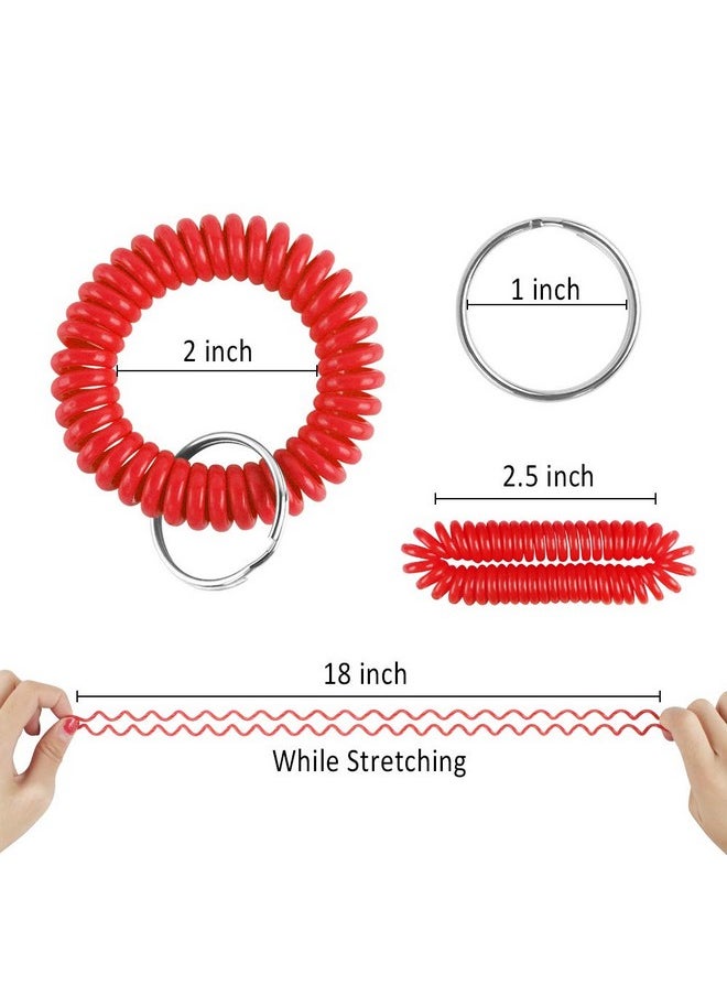 Heqishun 30 Pcs Wrist Coil Key Chain Bulk Spring Spiral Keychain Wrist Keychain Stretch Lanyard Keychain Rings - 6 Colors  - Image 5