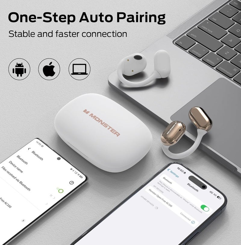 MONSTER Open Free AC100 Wireless Air Conduction Sports Headphones with Bluetooth Connectivity, HD Sound & Comfortable Open Ear Design - Image 3