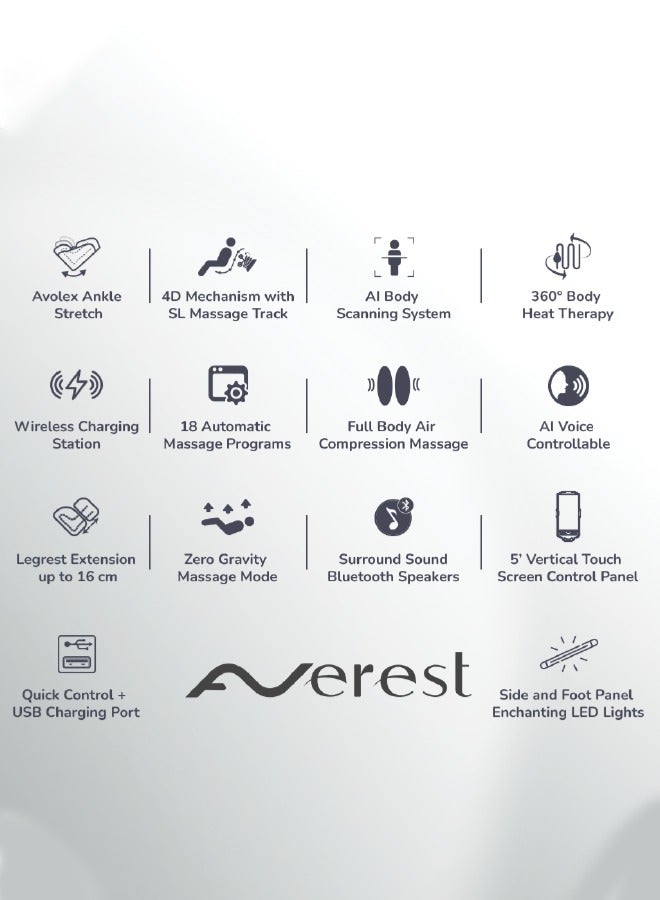 Zero Beyond Wellness Zero Healthcare Averest 4D Massage Chair with Smart Health Detection Technology, 360° Heat Therapy, AI Voice Control, Recliner, Extended Footrest & Avolex Ankle Stretch (Snowy Grey) - Image 3
