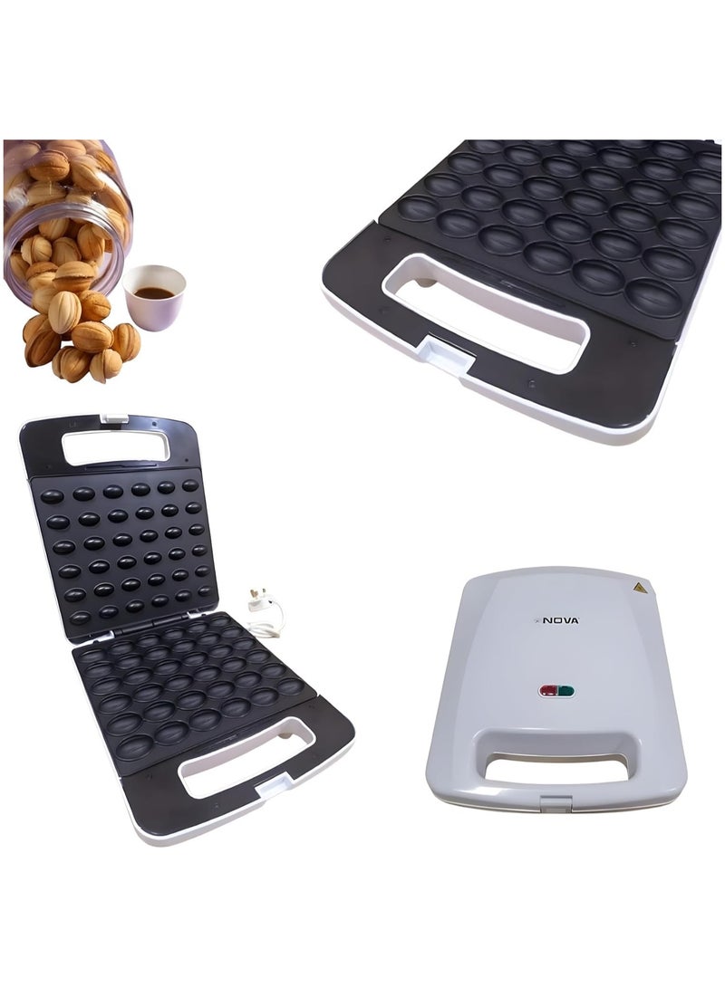 NOVA Electric Walnut Cookie Maker, 1400W Rapid Heating Double Side Non-Stick Electric Nut Walnut Cake Biscuits Maker,Mini Nut Breakfast Machine Baking Tool for Home Kitchen" - Image 4