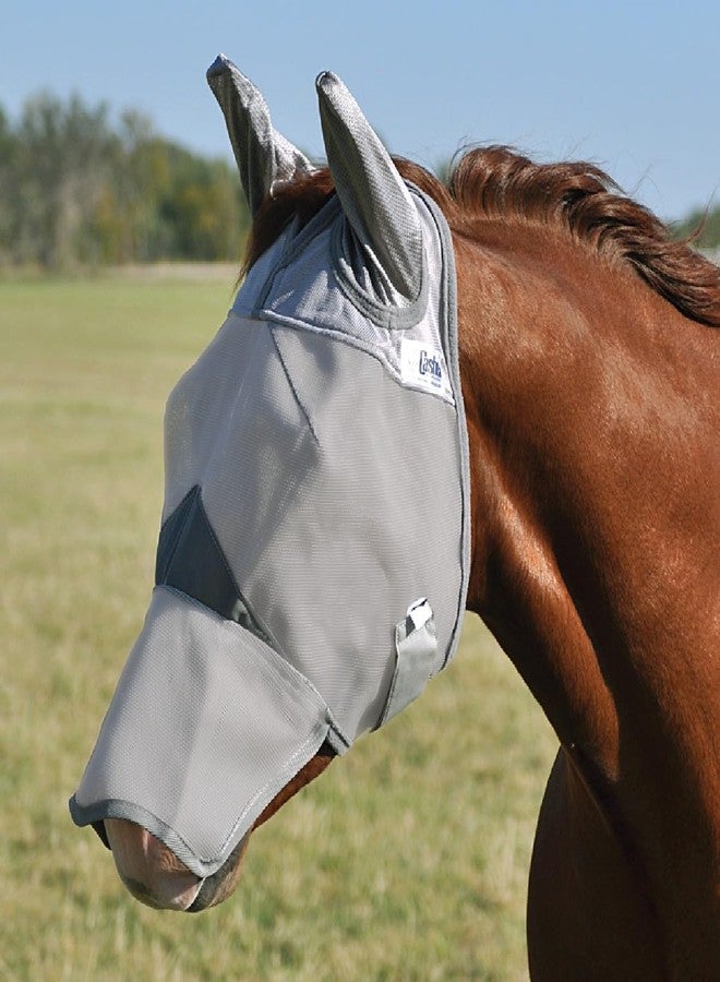 Cashel Crusader Fly Mask, Long Nose with Ears (Grey, Medium) - Image 1