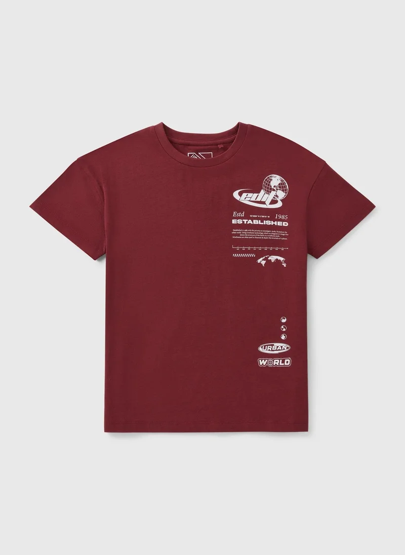 Matalan Boys Burgundy World T-Shirt