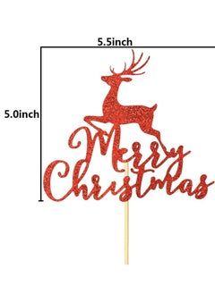 Generic Reindeer Christmas Cake Topper - Glitter foam Cake Topper - Glittery red  - Image 2
