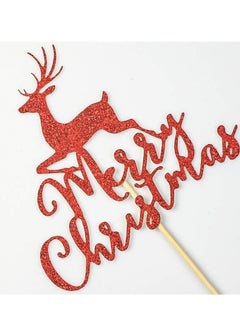 Generic Reindeer Christmas Cake Topper - Glitter foam Cake Topper - Glittery red  - Image 3