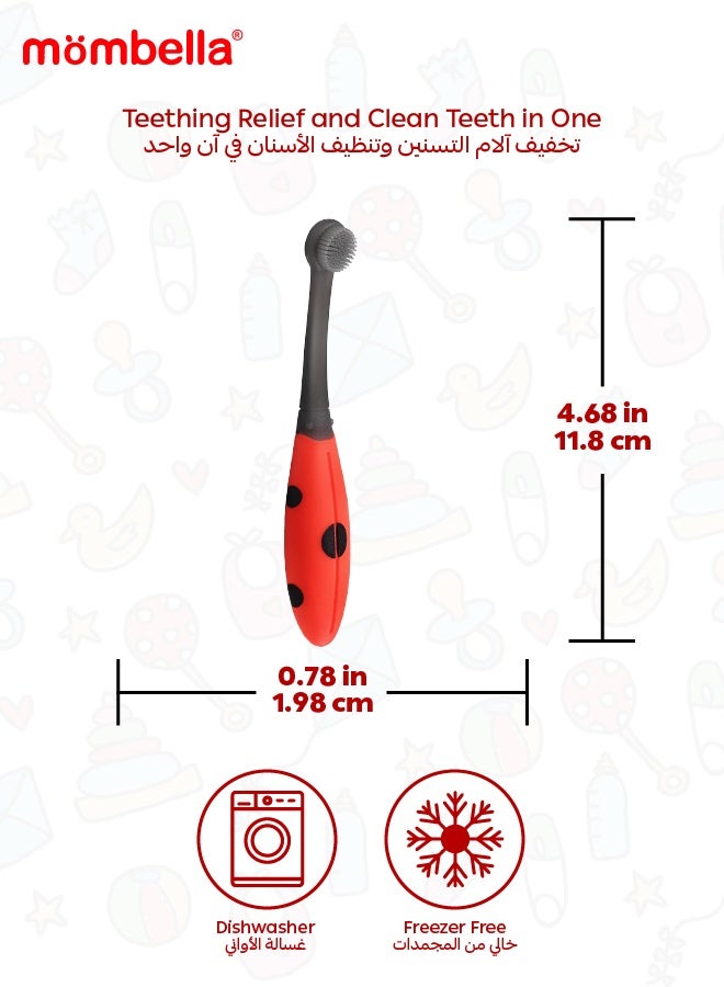 مومبيلا فرشاة أسنان تدريبية للأطفال بشكل خنفساء | شعيرات ناعمة | خالية من BPA | لطيفة على اللثة | آمنة للغسل في غسالة الصحون | مثالية للأطفال من 6-9 أشهر | سهلة الإمساك | 17.5 × 6 × 1.8 سم - Image 4