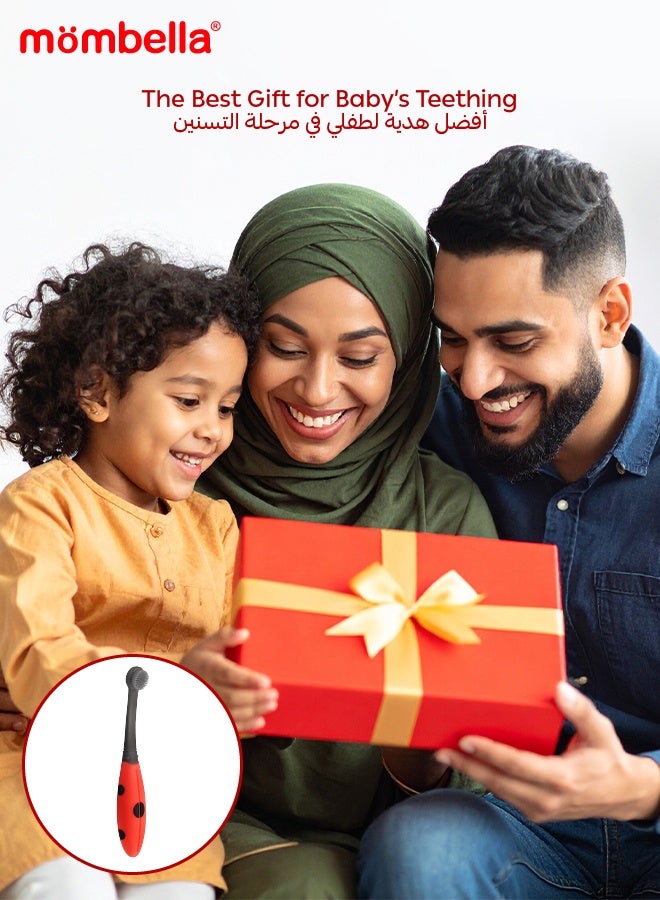 مومبيلا فرشاة أسنان تدريبية للأطفال بشكل خنفساء | شعيرات ناعمة | خالية من BPA | لطيفة على اللثة | آمنة للغسل في غسالة الصحون | مثالية للأطفال من 6-9 أشهر | سهلة الإمساك | 17.5 × 6 × 1.8 سم - Image 5