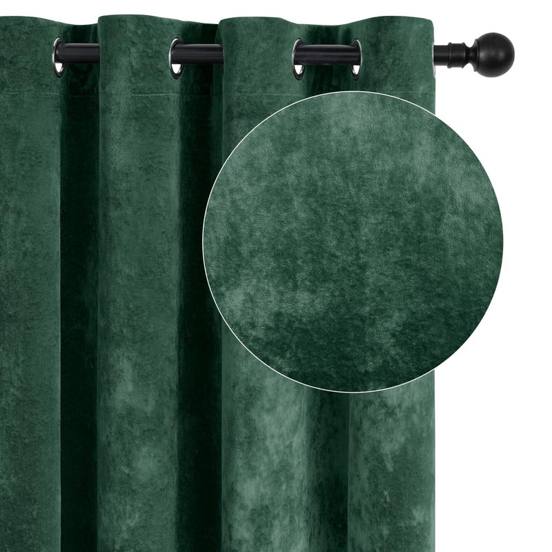 SMILETIME Forest Green Crushed Velvet Curtains 52x84 inch Luxurious Thermal Insulated Soundproof Drapes for Living Room Bedroom Office Soft and Durable Light-Filtering Window Treatments, 2 Panels - Image 2