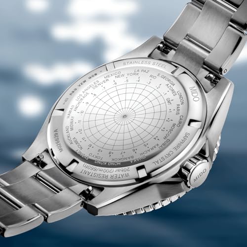 MIDO Ocean Star GMT - Swiss Automatic Watch for Men - 44mm Stainless Steel Case with Blue and Red Ceramic Rotating Bezel - Blue Dial - Stainless Steel Bracelet - M0266291104100 - Image 5